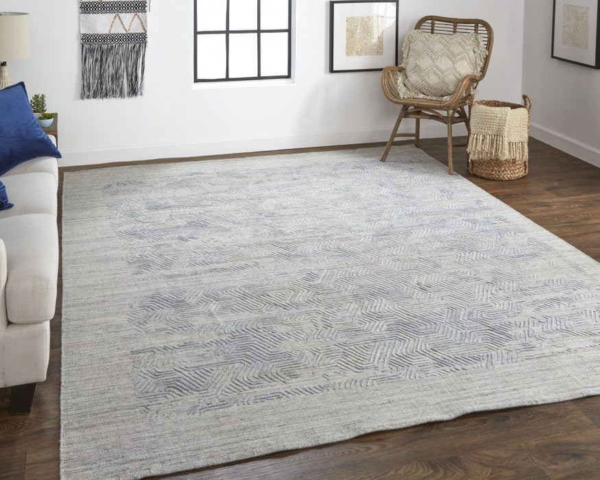 5' x 8' Abstract Hand Woven Viscose Area Rug - Gray And Blue