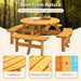 Giga 8-person wooden picnic table with four built-in benches, outdoor garden dining table, sturdy wood construction, supports 2220lb