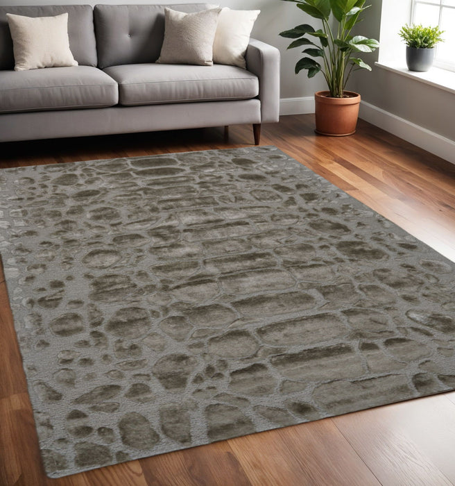 5' x 8' Abstract Hand Tufted Area Rug - Taupe And Gray