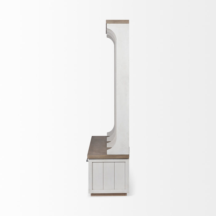Solid Wood Six Hook Freestanding Coat Rack - White