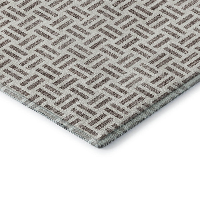 10' X 14' Geometric Washable Area Rug With UV Protection (677279) - Taupe / Ivory