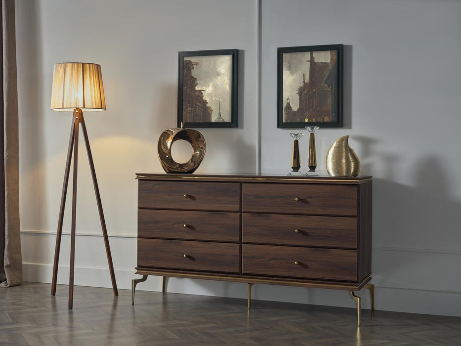 Bellona Montego 6 Drawer Dresser - MNT Walnut