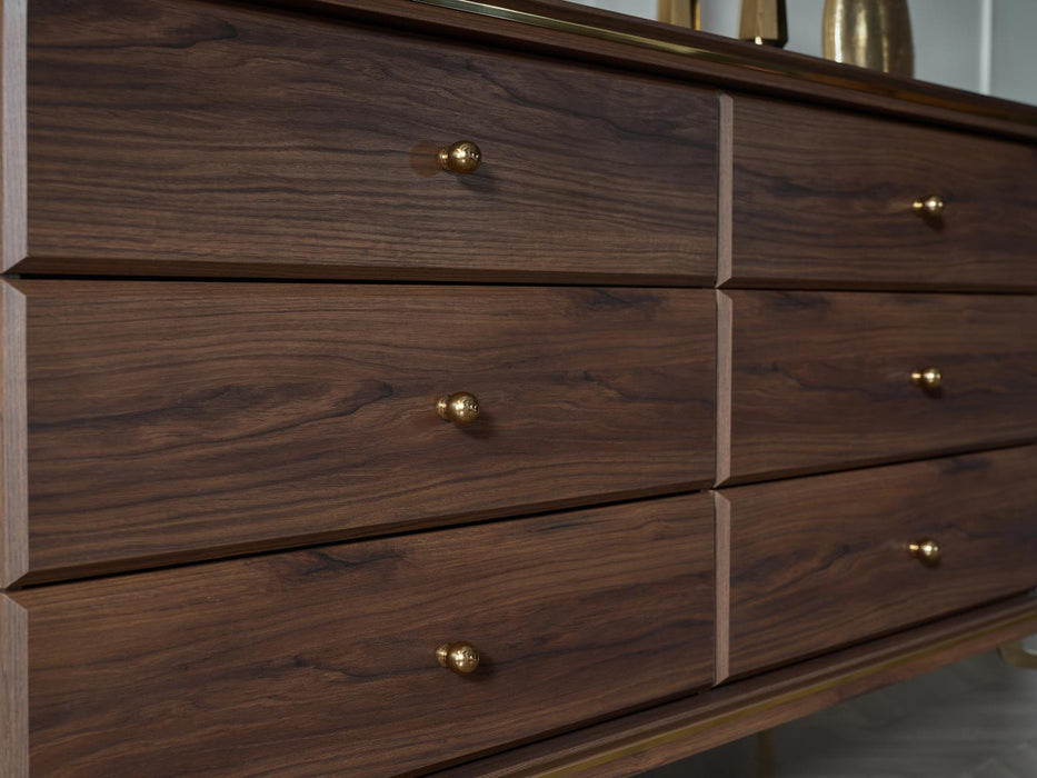 Bellona Montego 6 Drawer Dresser - MNT Walnut