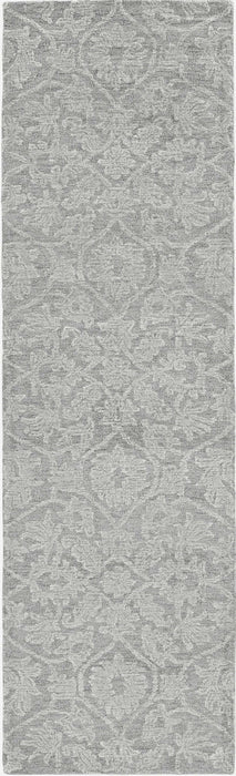 8' x 11' Gray Wool Floral Hand Tufted Area Rug - Gray And Light