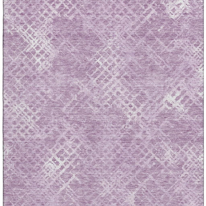 10' X 14' Abstract Geometric Washable Area Rug With UV Protection - Lavender And Ivory