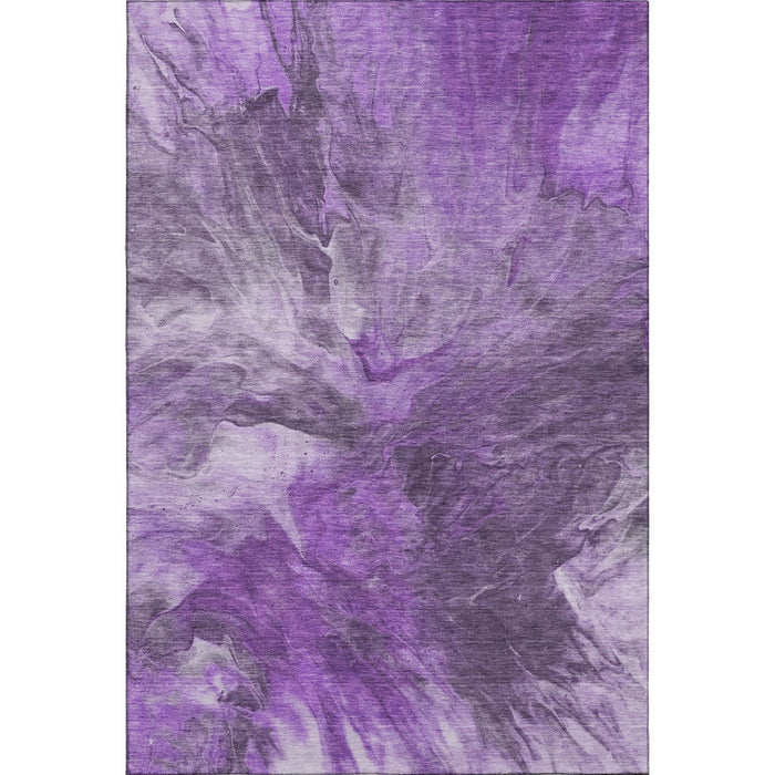 10' X 14' Abstract Washable Area Rug With UV Protection (653506) - Purple / Ivory / Gray