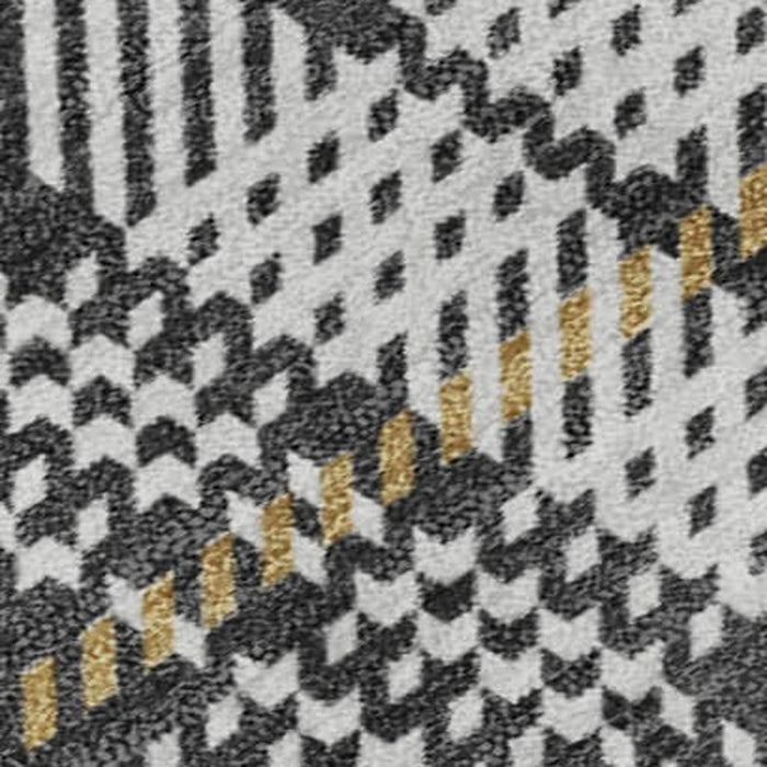 10' X 14' Plaid Washable Area Rug With UV Protection (678233) - Charcoal / Ivory / Gold