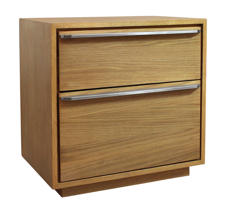 24" Solid And Manufactured Wood Two Drawer Nightstand - Natural