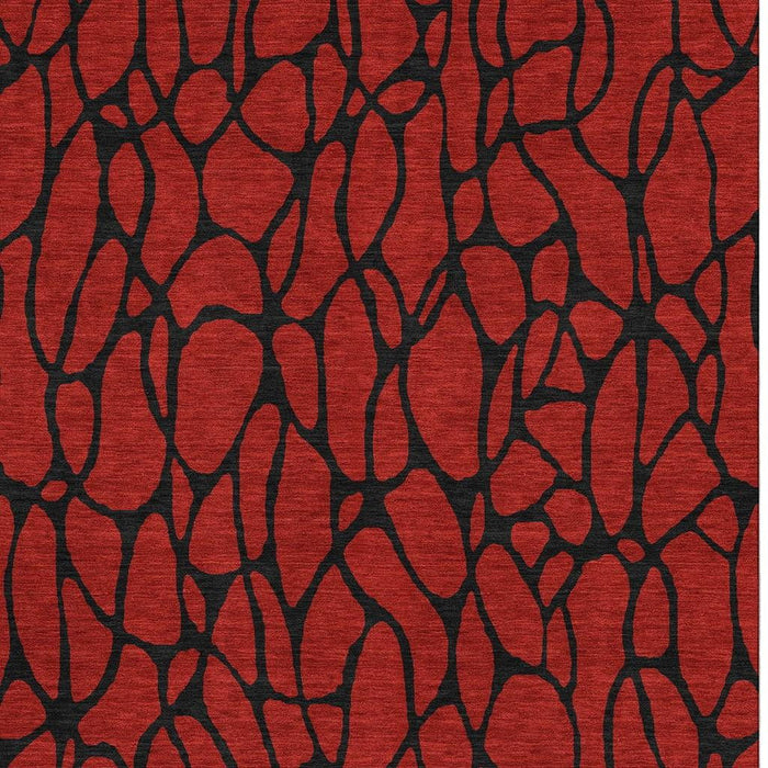 10' X 14' Geometric Washable Area Rug With UV Protection (680367) - Red / Black
