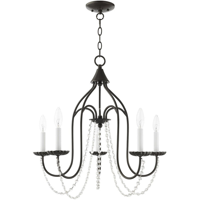23'' Five Light Dimmable Chandelier With Shades - Bronze