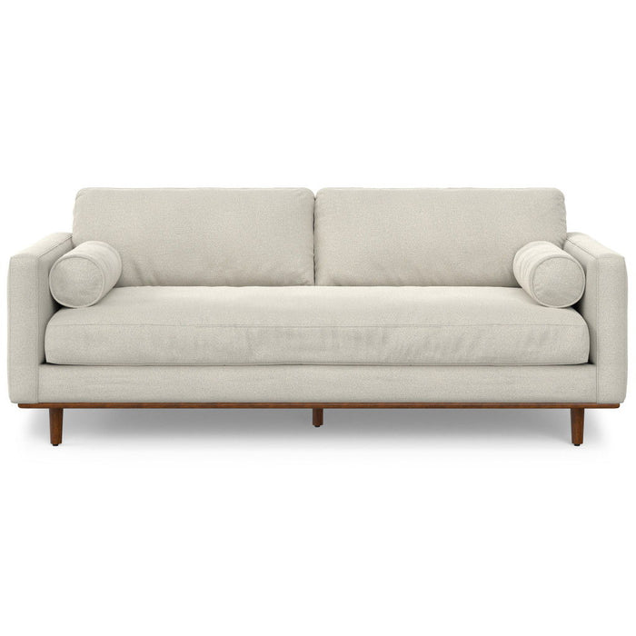 89" Fabric Sofa With Brown Legs - Cream
