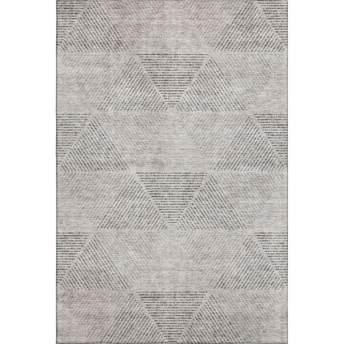 9' X 12' Geometric Washable Area Rug With UV Protection - Taupe And Ivory