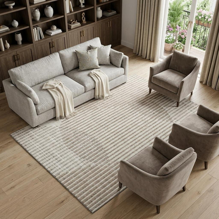 10' X 14' Geometric Washable Area Rug With UV Protection (678766) - Beige / Taupe