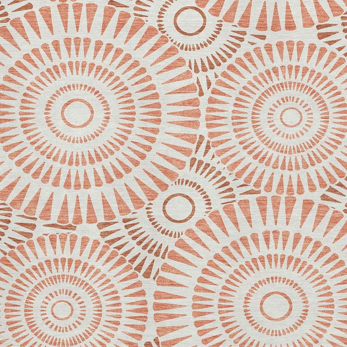 10' X 14' Geometric Washable Area Rug With UV Protection (669775) - Coral / Ivory