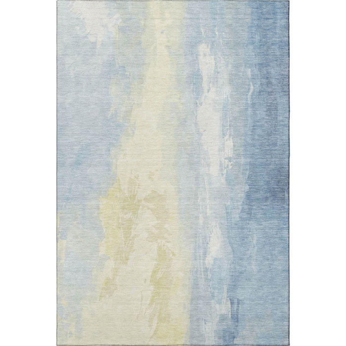 10' X 14' Abstract Washable Area Rug With UV Protection (705527) - Denim Blue / Beige