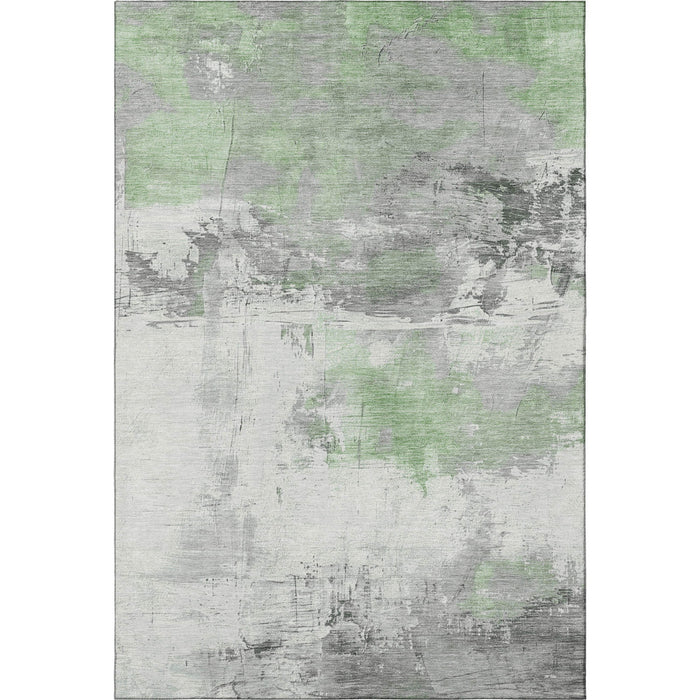 10' X 14' Abstract Washable Area Rug With UV Protection (697158) - Artichoke Green / Gray / Ivory