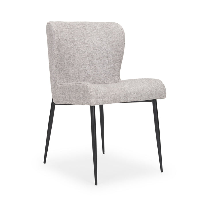 Upholstered Fabric Metal Wing Back Dining Side Chair - Gray