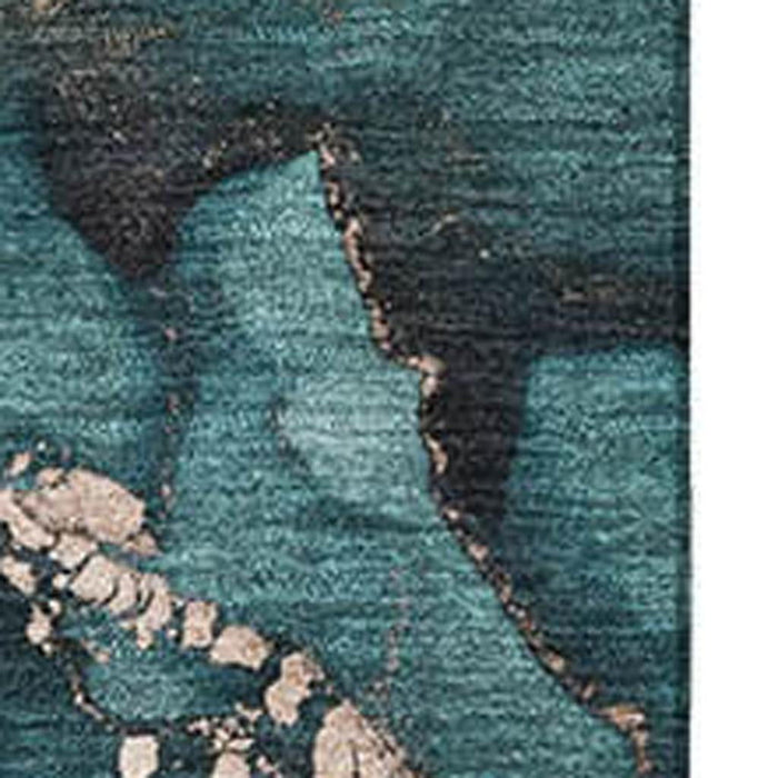 10' X 14' Abstract Washable Area Rug With UV Protection (647254) - Teal / Ivory