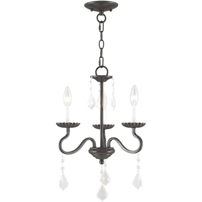 Three Light Dimmable Chandelier With Shades - Bronze