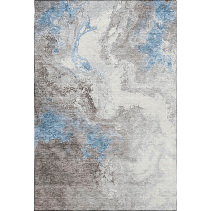 10' X 14' Abstract Washable Area Rug With UV Protection (705443) - Taupe / Blue / Ivory
