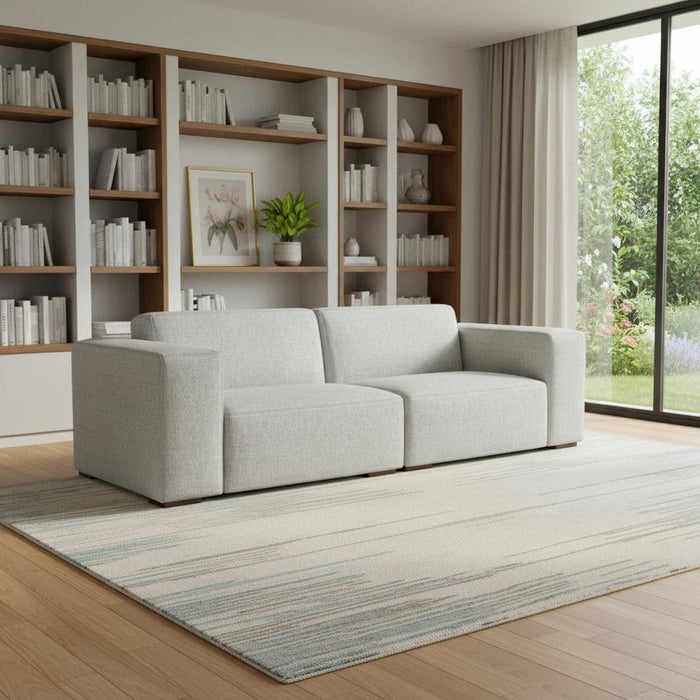 Modular Fabric Sofa With Brown Legs - Gray