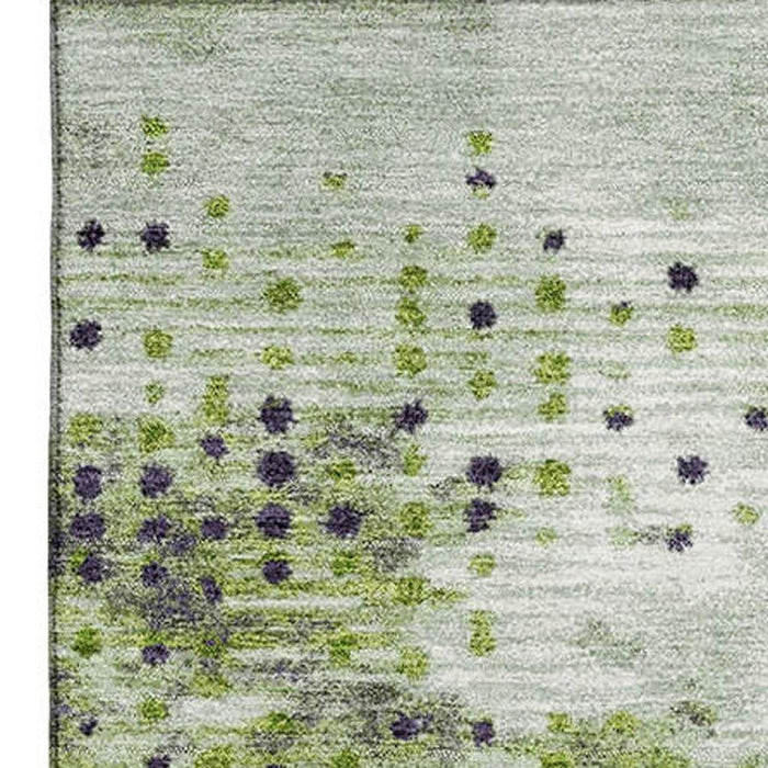 10' X 14' Geometric Washable Area Rug With UV Protection (710408) - Artichoke Green / Eggplant