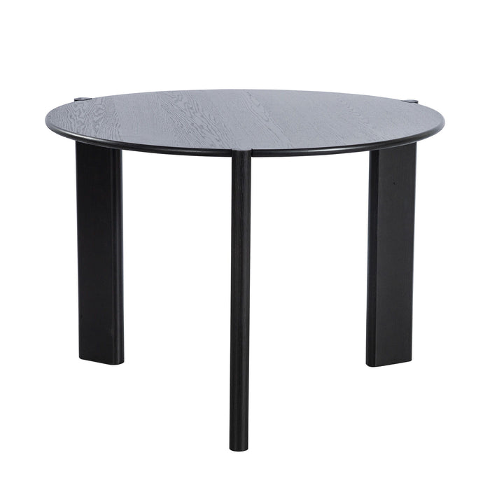 42" Solid Wood Mirrored Double Pedestal Base Round Top Dining Table - Black