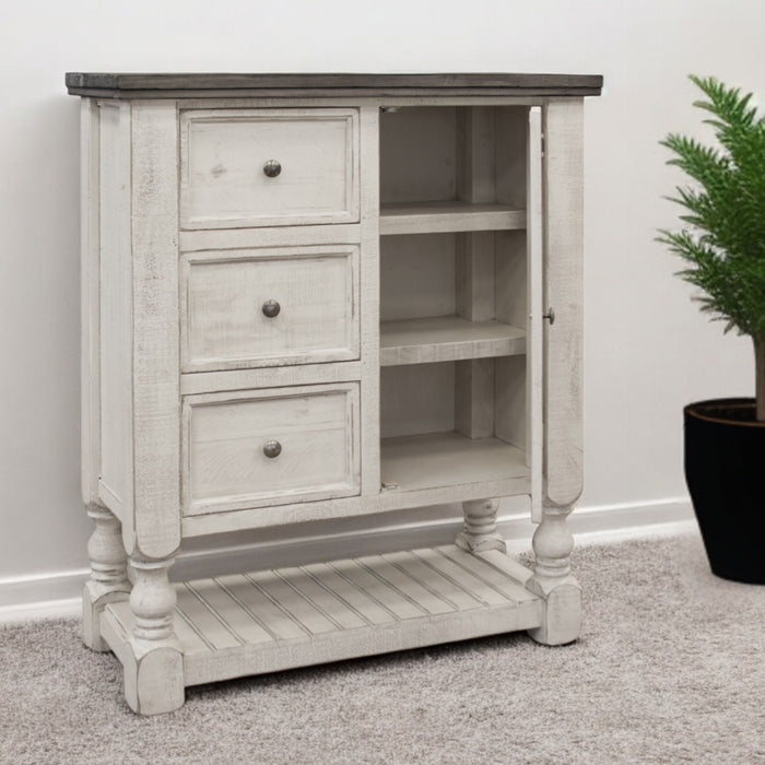 Solid Wood Three Drawer Chest - Gray / Ivory