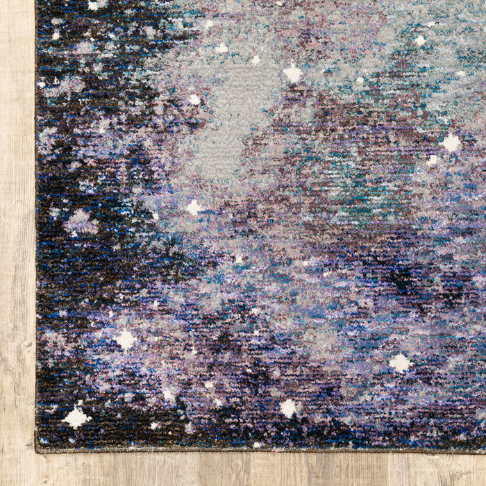 10' x 13' Abstract Power Loom Area Rug - Purple And Ivory