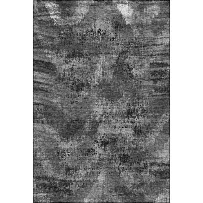 10' X 14' Abstract Washable Area Rug Polyester With UV Protection - Gray And Silver