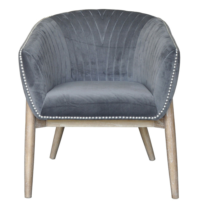 28" Velvet Arm Chair - Gray / Brown
