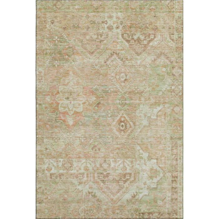 10' X 14' Floral Washable Area Rug With UV Protection (696470) - Salmon / Beige / Coral