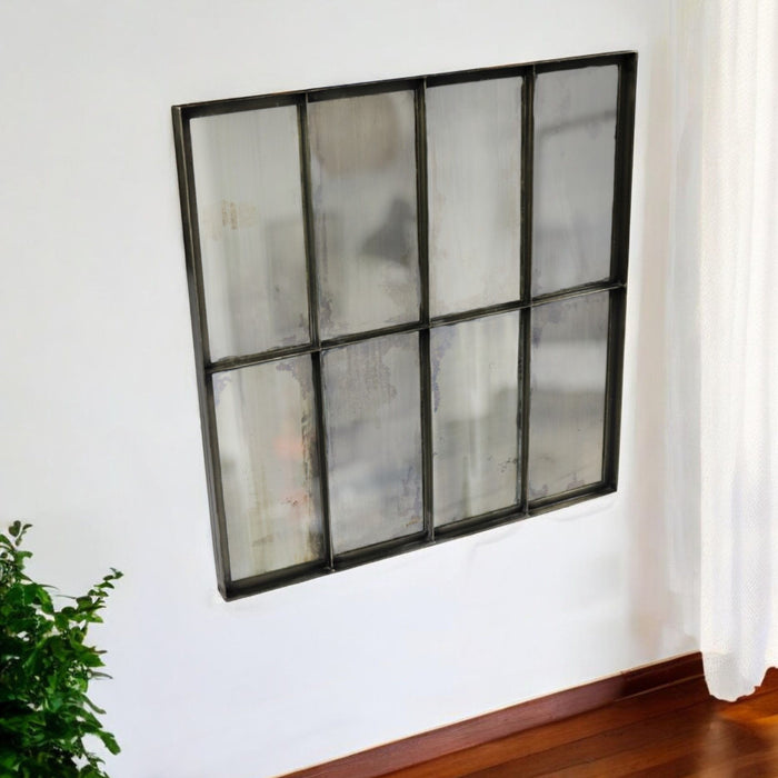 40" Square Metal Framed Accent Mirror - Black