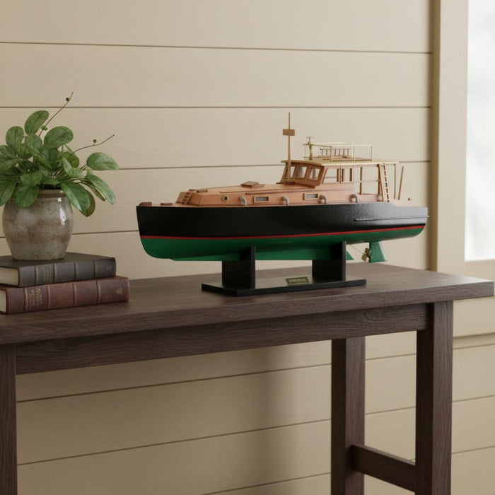Hand Painted Model Boat (624222) - Light Brown / Black