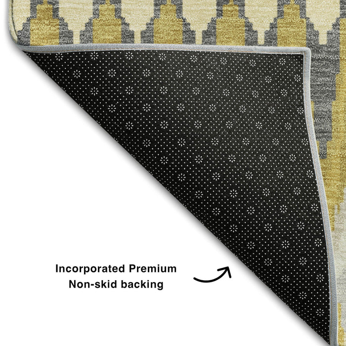 10' X 14' Southwestern Washable Area Rug With UV Protection (668241) - Gold / Gray / Beige