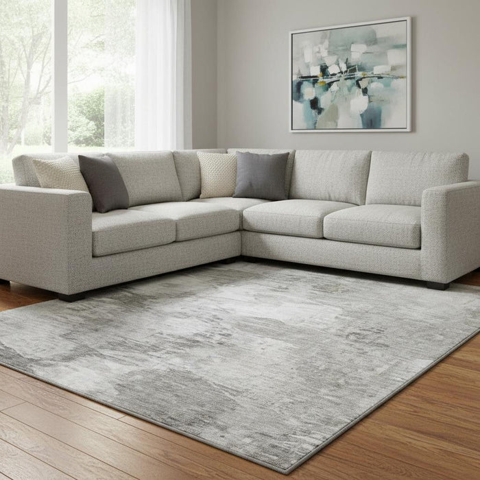 10' X 14' Abstract Washable Area Rug With UV Protection (650770) - Beige / Ivory