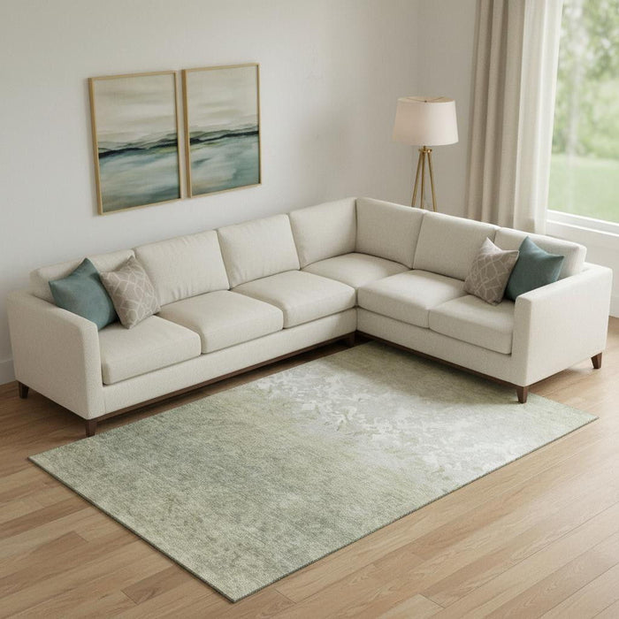 10' X 14' Damask Washable Area Rug With UV Protection (709426) - Beige / Ivory / Taupe