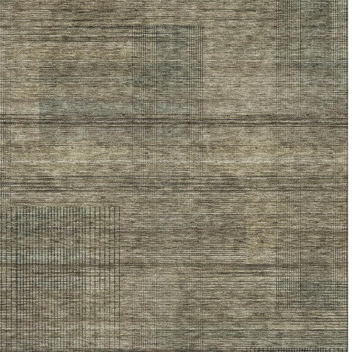 10' X 14' Striped Washable Area Rug With UV Protection - Brown