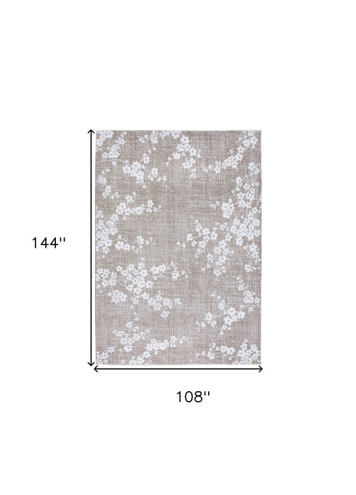 9' X 13' Oriental Washable Area Rug (548794) - Gray / White
