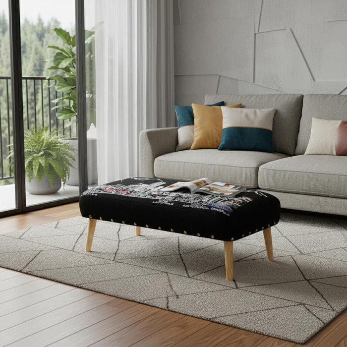 Wool Ottoman - Brown / Gray