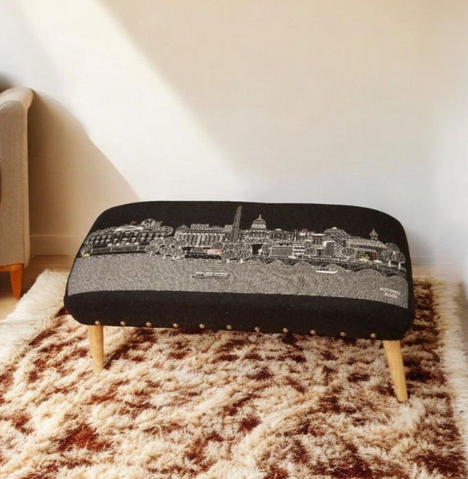 Wool Ottoman 38" - Brown / Gray