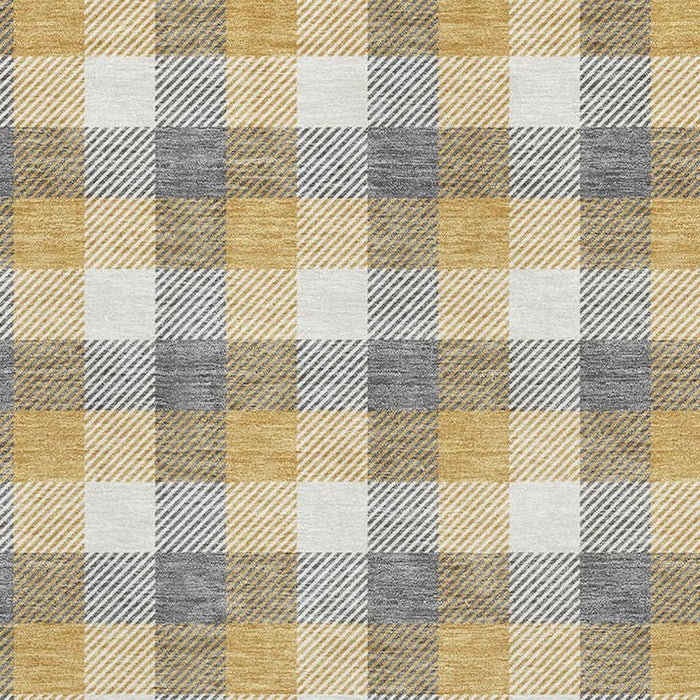 10' X 14' Plaid Washable Area Rug With UV Protection (682553) - Gray / Ivory / Gold