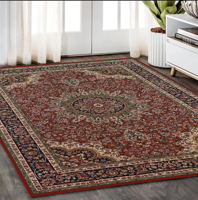 5' X 8' Oriental Area Rug, Polypropylene - Red And Blue