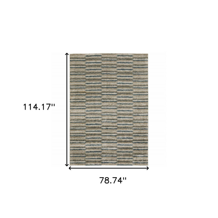 7' x 10' Geometric Power Loom Area Rug - Teal Blue