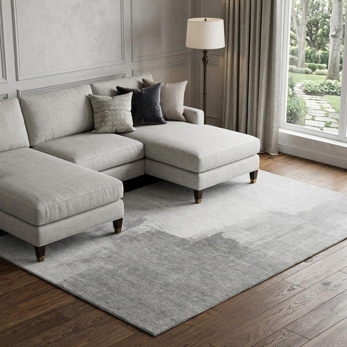 10' X 14' Abstract Washable Area Rug With UV Protection (693066) - Silver / Gray / Charcoal