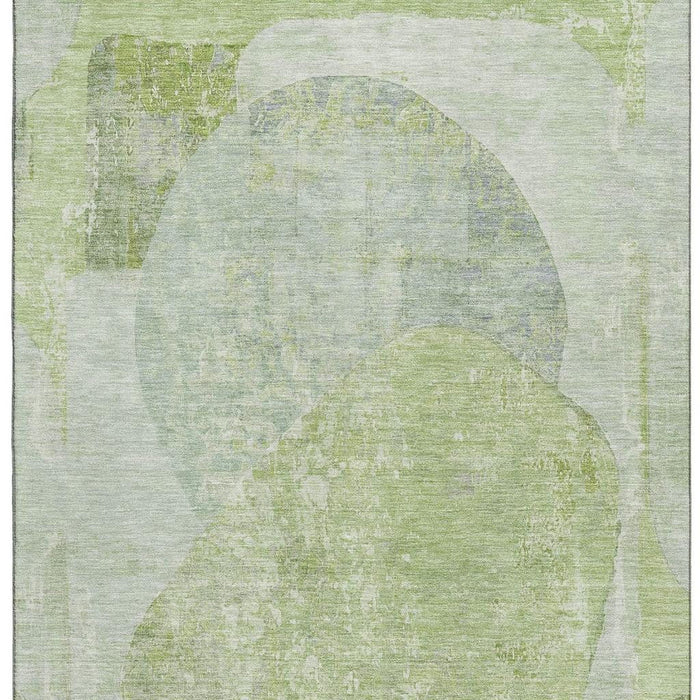 10' X 14' Abstract Washable Area Rug With UV Protection (695522) - Artichoke Green / Ivory / Gray