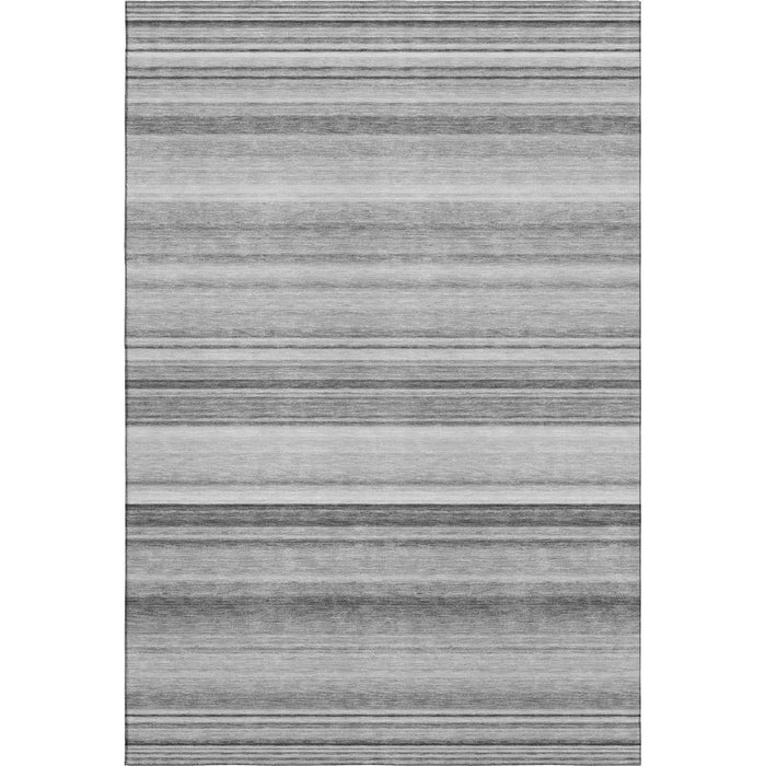 10' X 14' Striped Washable Area Rug With UV Protection (647710) - Gray / Ivory