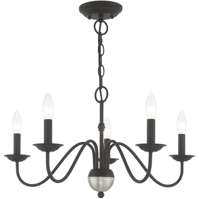 13" Five Light Dimmable Chandelier With Shades - Black