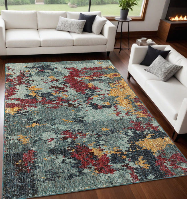 5.3' x 7.6' Abstract Power Loom Area Rug - Blue