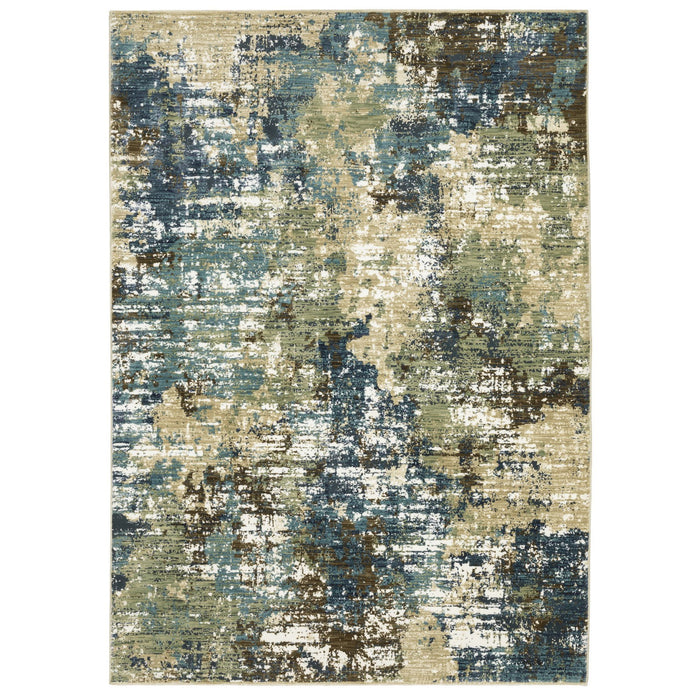 8' X 11' Abstract Area Rug - Blue And Green